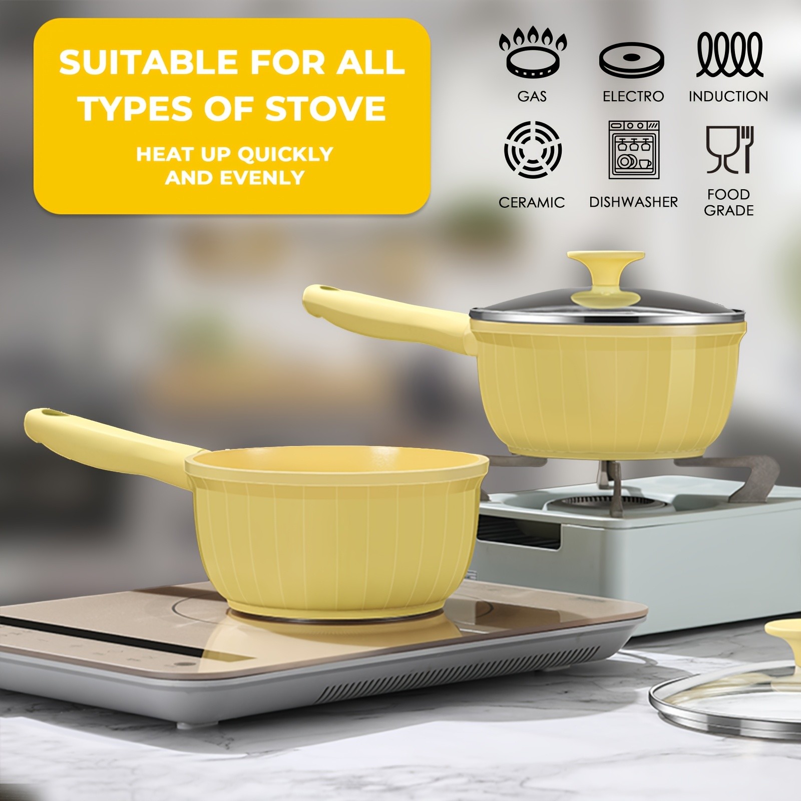 iWhale 18cm Nonstick Ceramic Pot with Glass Lid  Even Heating, Easy Cleaning & Perfect Cooking for Everyday Meals