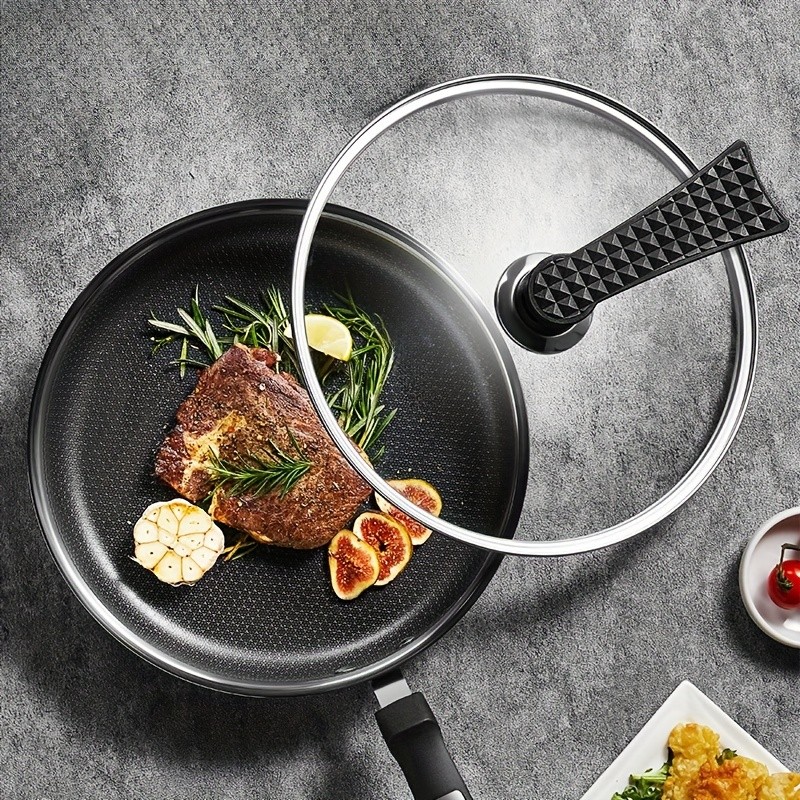 COOKER KING 10-inch Non-Stick Stainless Steel Frying Pan  Honeycomb Coating, Stand-Up Lid & Anti-Scald Handle for All NZ Cooktops