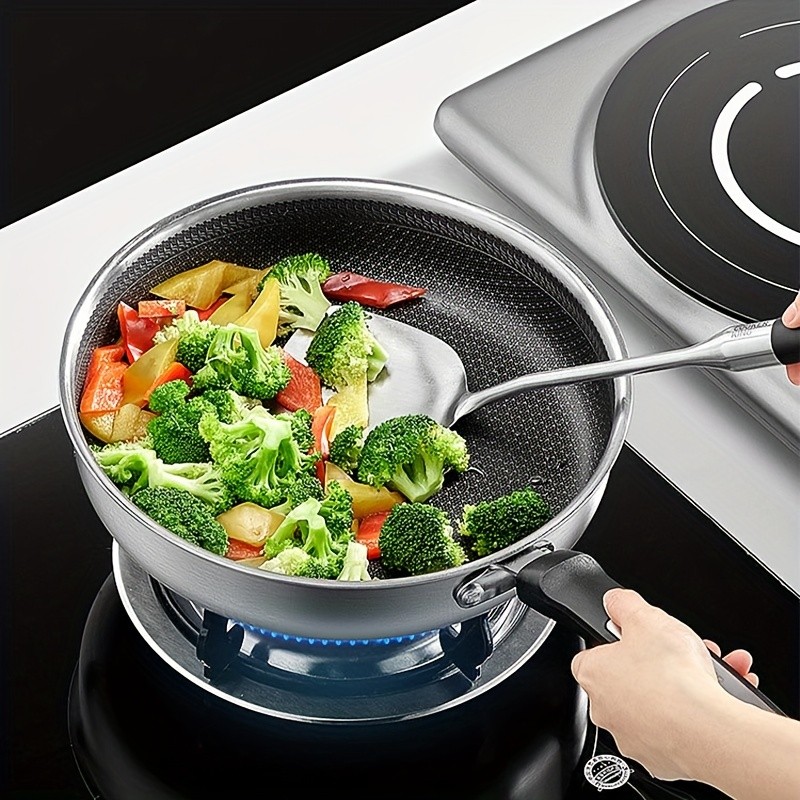 COOKER KING 10-inch Non-Stick Stainless Steel Frying Pan  Honeycomb Coating, Stand-Up Lid & Anti-Scald Handle for All NZ Cooktops