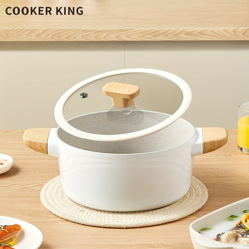COOKER KING 24cm Non-Stick StockPot with Glass Lid  PTFE/PFOA-Free, Induction Ready & Perfect for Everyday NZ Cooking