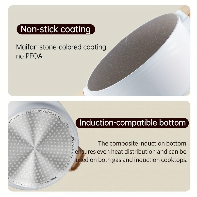 COOKER KING 24cm Non-Stick StockPot with Glass Lid  PTFE/PFOA-Free, Induction Ready & Perfect for Everyday NZ Cooking