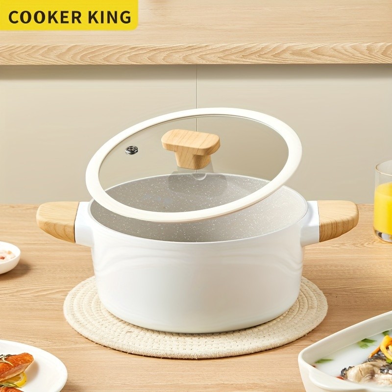 COOKER KING 24cm Non-Stick StockPot with Glass Lid  PTFE/PFOA-Free, Induction Ready & Perfect for Everyday NZ Cooking