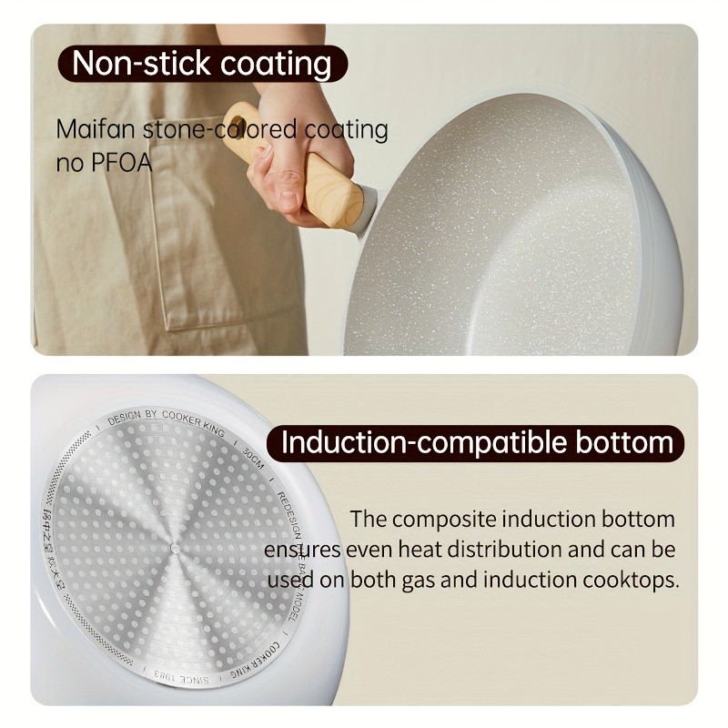 COOKER KING 30cm Non-Stick Wok Pan with Glass Lid  Restaurant-Grade, Non-Toxic & Compatible with All NZ Cooktops