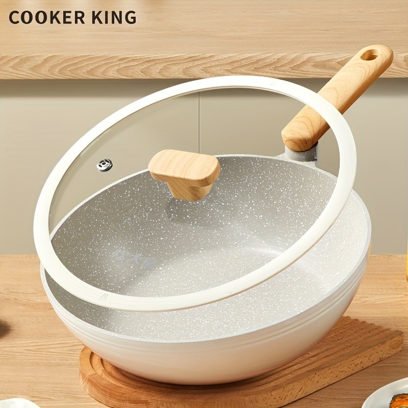 COOKER KING 30cm Non-Stick Wok Pan with Glass Lid  Restaurant-Grade, Non-Toxic & Compatible with All NZ Cooktops
