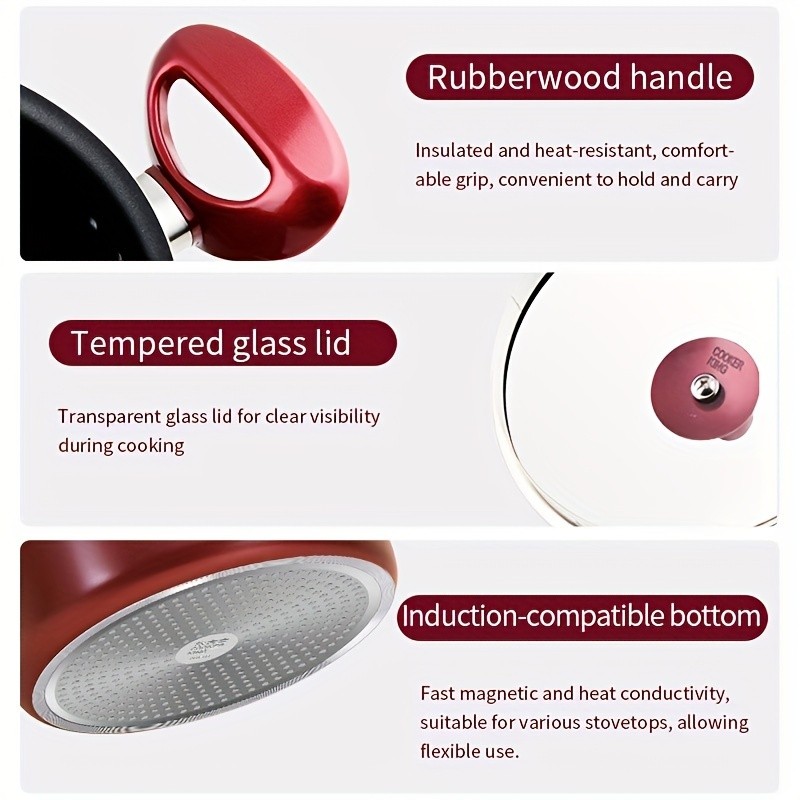 COOKER KING 4 Quart Non-Stick Stockpot with Glass Lid PTFE/PFOA-Free, Induction Ready & Perfect for Everyday NZ Cooking