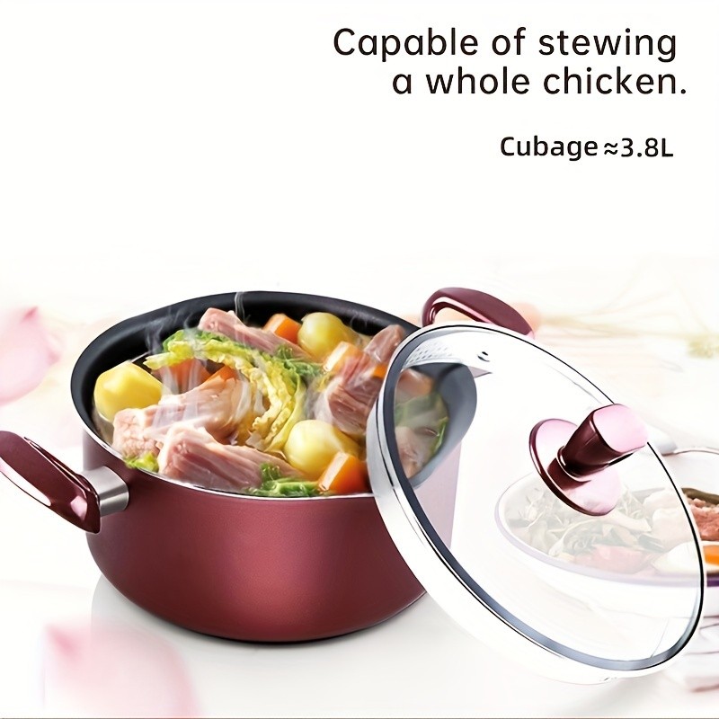 COOKER KING 4 Quart Non-Stick Stockpot with Glass Lid PTFE/PFOA-Free, Induction Ready & Perfect for Everyday NZ Cooking