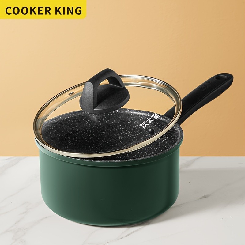 COOKER KING 18cm Nonstick Saucepan with Glass Lid  PFOA-Free Aluminum Alloy Pot for Safe, Even & Easy Everyday NZ Cooking
