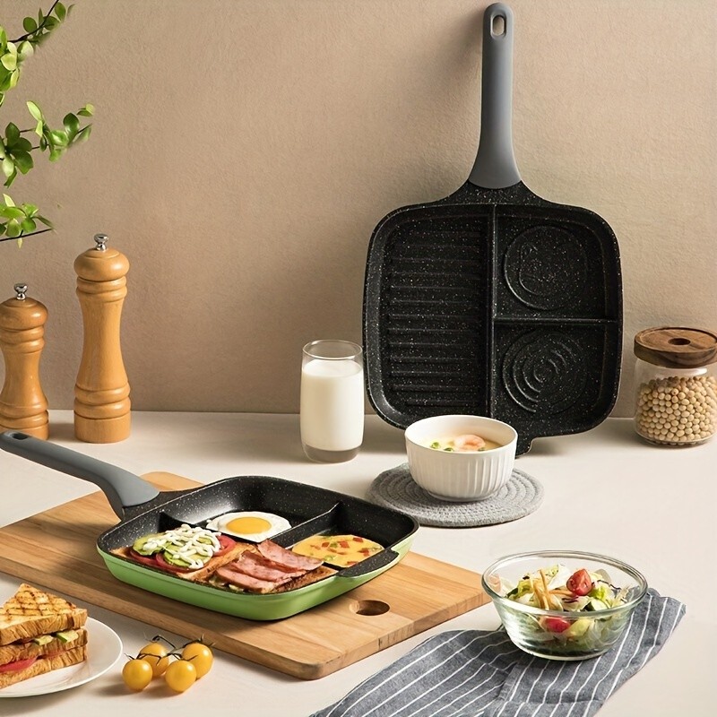 COOKER KING 3-in-1 Non-Stick Square Skillet Griddle Pan Multi-Section, PFOA-Free & Induction-Ready Cooking for All NZ Kitchens