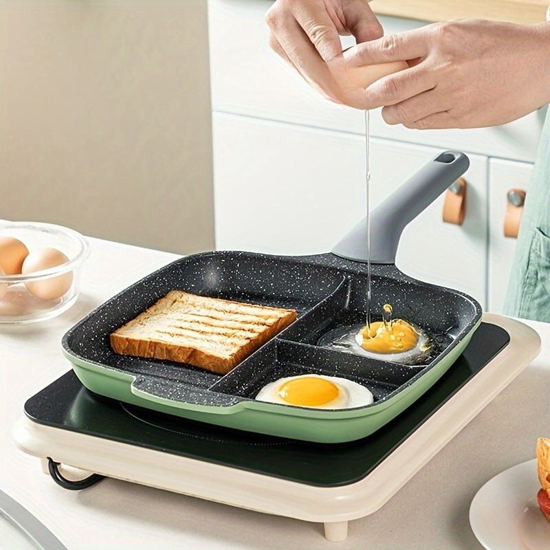 COOKER KING 3-in-1 Non-Stick Square Skillet Griddle Pan Multi-Section, PFOA-Free & Induction-Ready Cooking for All NZ Kitchens