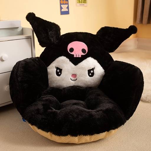 Sanrio Plush Cushion with Face & Heart Eyes  Cute Irregular Backrest/Seat Pillow Soft  Machine-Washable  Kawaii Home Decor  Extra Wide & Ergonomic Comfort
