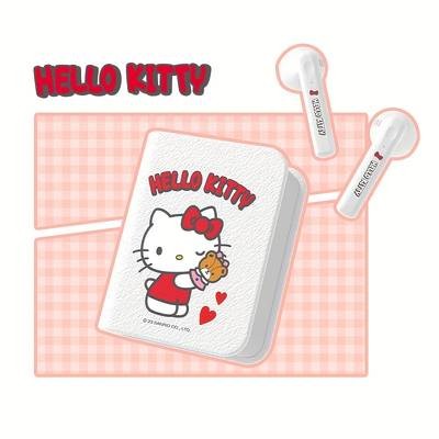 Sanrio Hello Kitty Wireless Earbuds Cute Kawaii Red & White Book-Style Earphones with Beaded Lanyard Wireless Touch Control Type-C Charging Perfect for Girls, Gaming, Sports & Travel Birthday/Christmas Gift