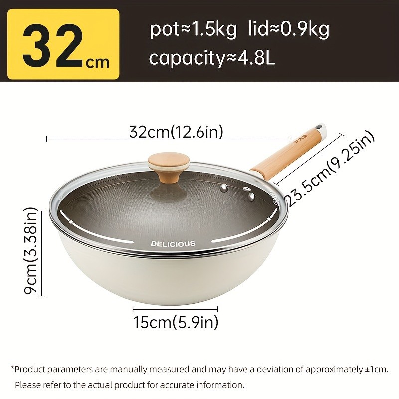 COOKER KING Non-Stick Titanium Coated Wok Pan with Lid  Healthy, PTFE/PFOA-Free Multi-Layer Wok for All NZ Cooktops