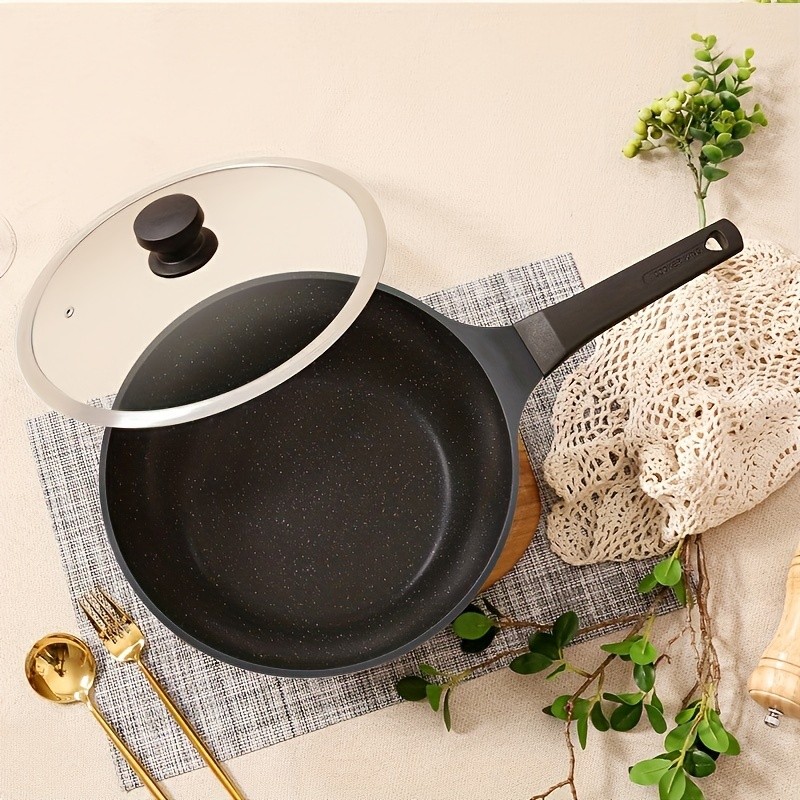 COOKER KING 9.45-Inch Deep Nonstick Fry Pan with Glass Lid  Restaurant-Grade, PTFE/PFOA-Free Skillet for All NZ Cooktops