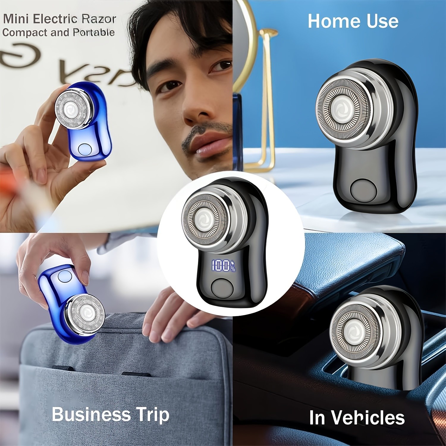 FEIYBA USB Mini Electric Shaver with LED Display  Portable Cyclone Blade Grooming for Smooth Shaving Anywhere