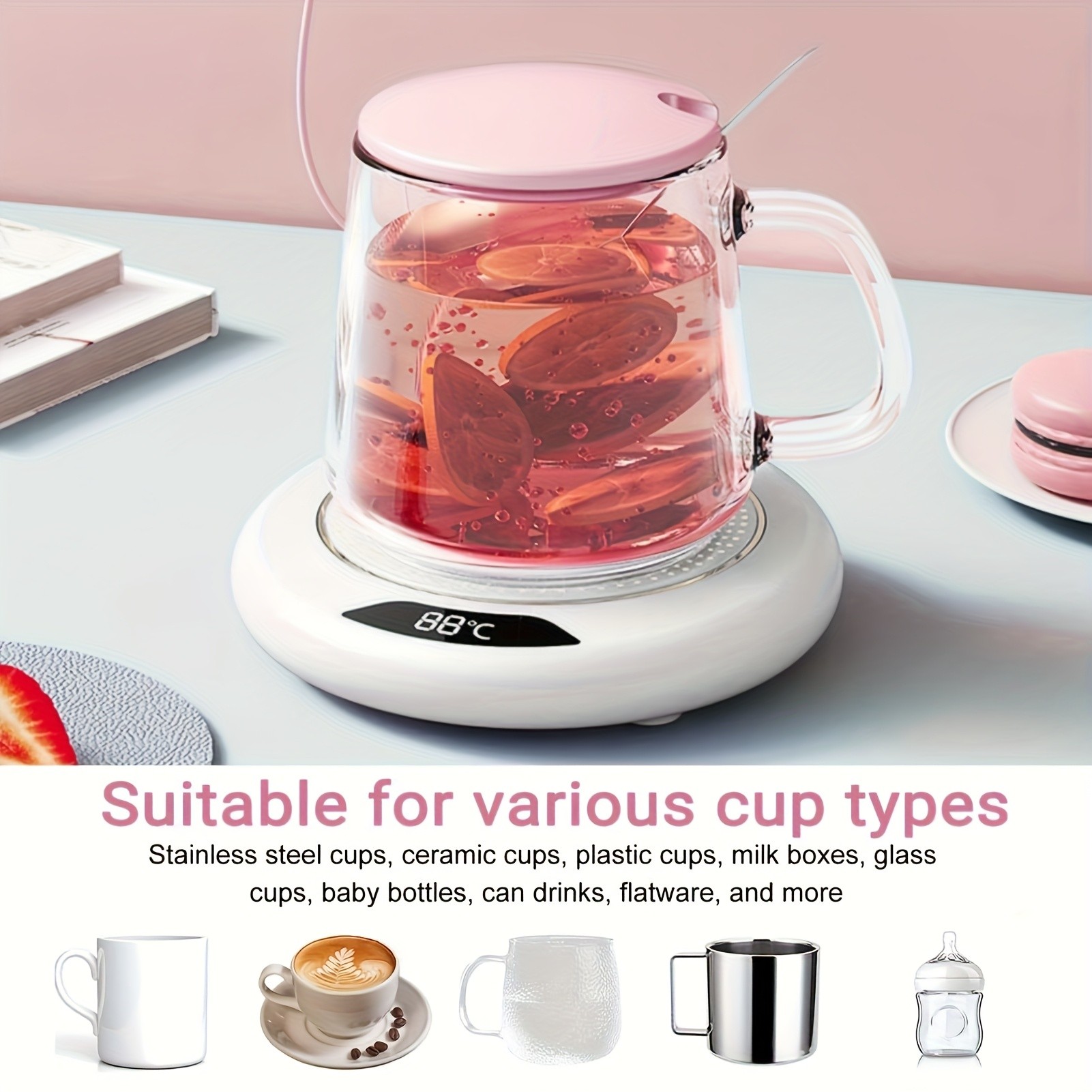 FEIYBA Smart USB Hot Cup Warmer  3-Temp Heating Pad with 8-Hour Timer for Coffee, Tea & Daily Hot Drinks