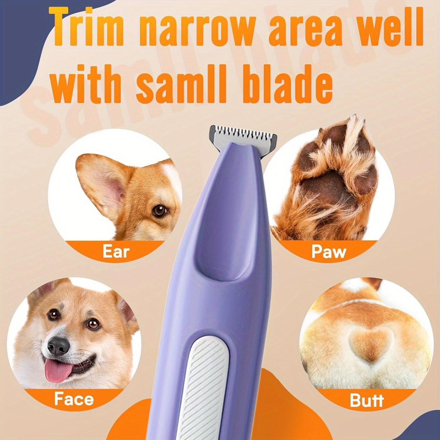FEIYBA Cordless Pet Paw Trimmer with LED Indicator Low-Noise USB Grooming Shaver for Small Dogs & Household Pets
