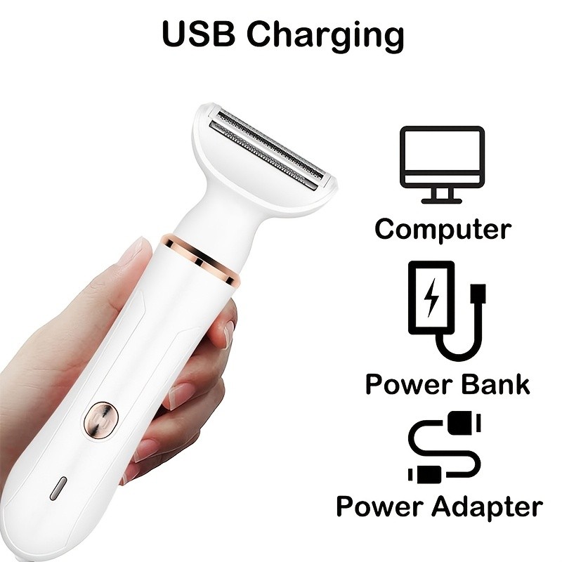 FEIYBA 4-in-1 USB Womens Hair Remover Gentle Full-Body Shaver with Multi-Head Design for Smooth Daily Grooming