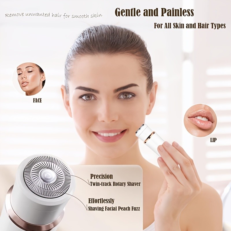 FEIYBA 4-in-1 USB Womens Hair Remover Gentle Full-Body Shaver with Multi-Head Design for Smooth Daily Grooming