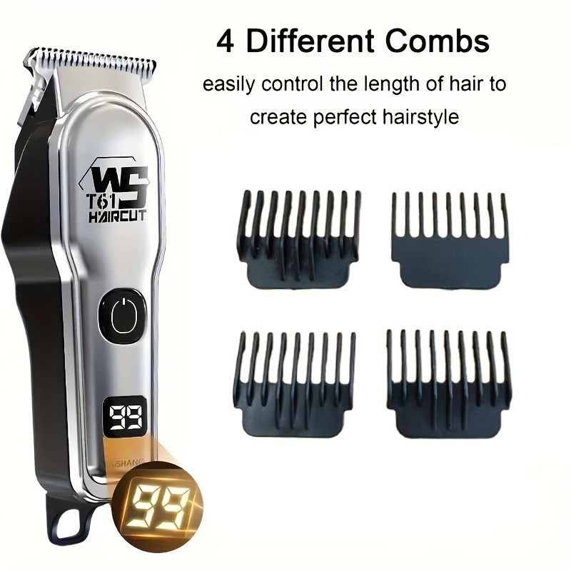 FEIYBA Professional Mens Hair Clipper Set with Digital Display  USB Grooming Kit with Multiple Combs for Barbers & Home Styling
