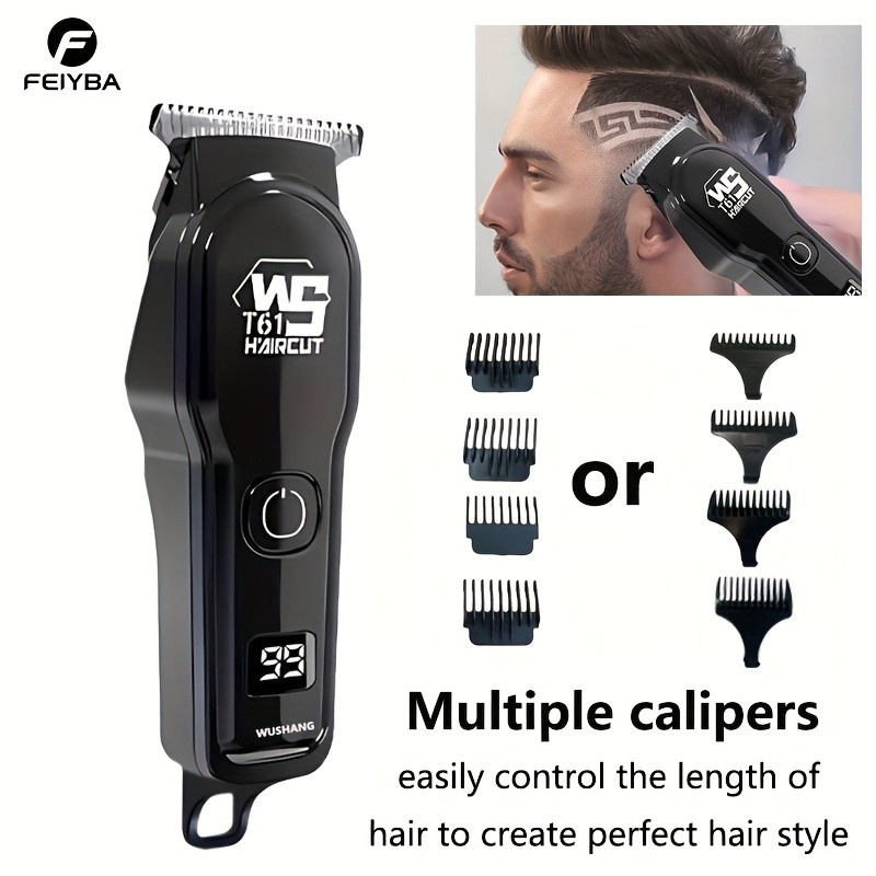 FEIYBA Professional Mens Hair Clipper Set with Digital Display  USB Grooming Kit with Multiple Combs for Barbers & Home Styling