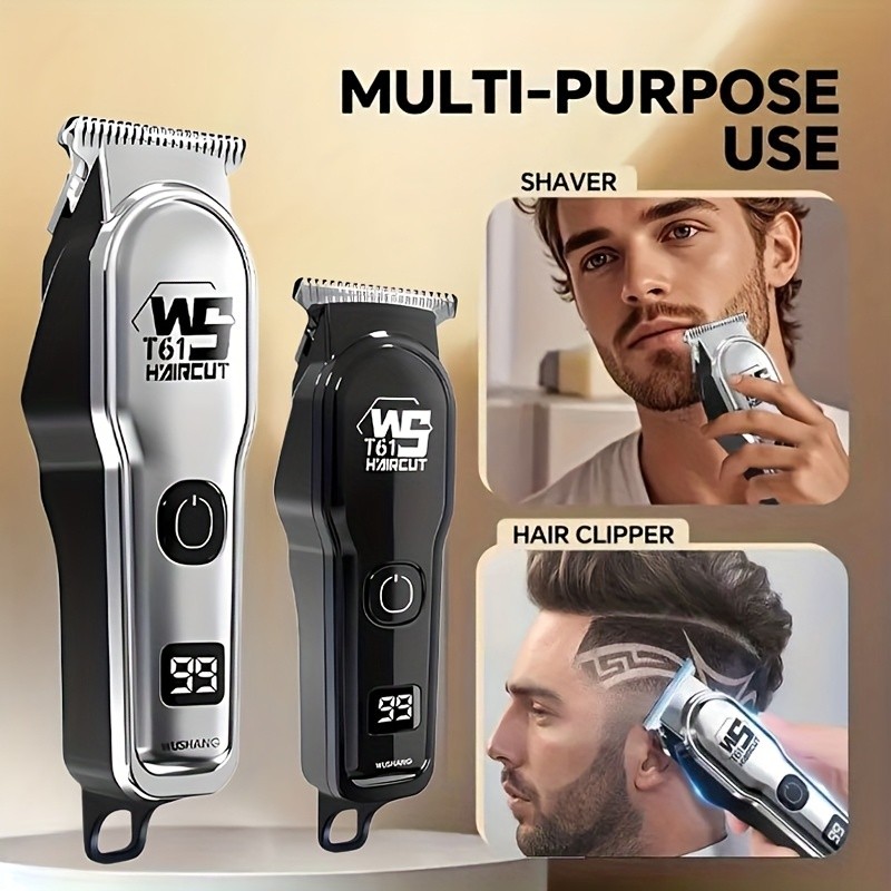 FEIYBA Professional Mens Hair Clipper Set with Digital Display  USB Grooming Kit with Multiple Combs for Barbers & Home Styling