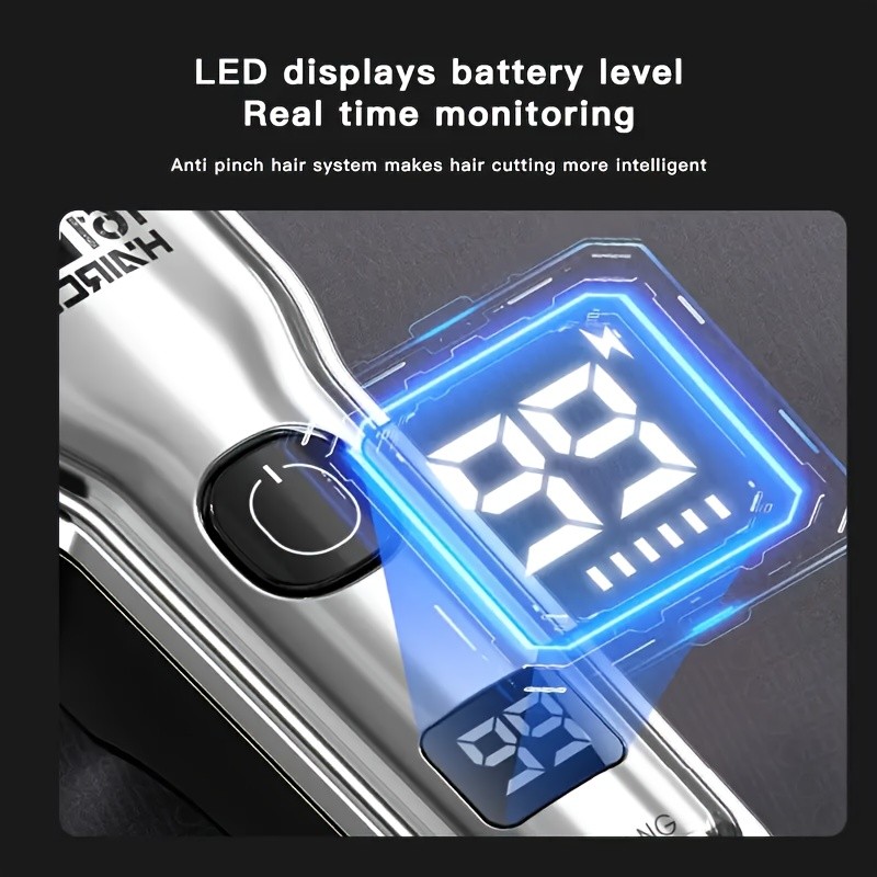 FEIYBA Professional Mens Hair Clipper Set with Digital Display  USB Grooming Kit with Multiple Combs for Barbers & Home Styling