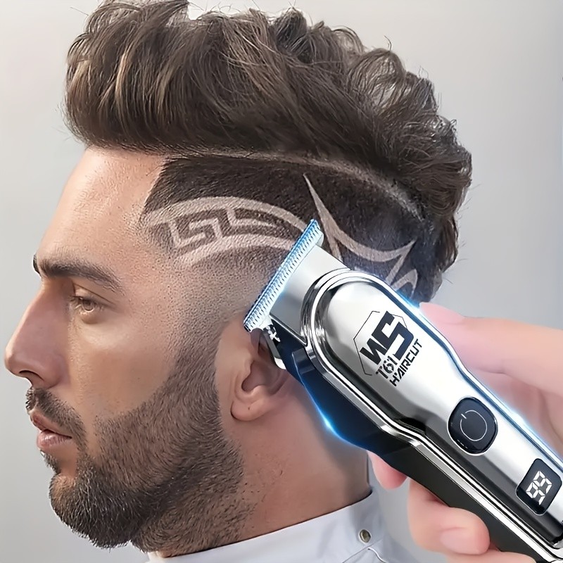 FEIYBA Professional Mens Hair Clipper Set with Digital Display  USB Grooming Kit with Multiple Combs for Barbers & Home Styling