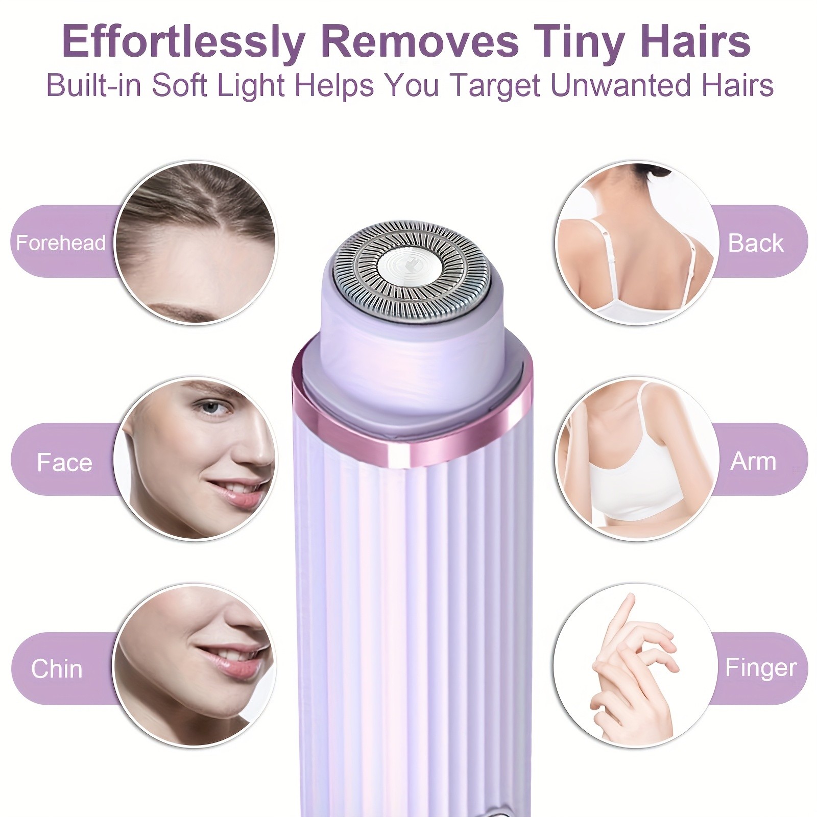 FEIYBA Dual-Head Womens USB Hair Trimmer  Pastel Pink Full-Body Shaver with Long-Lasting Lithium Power