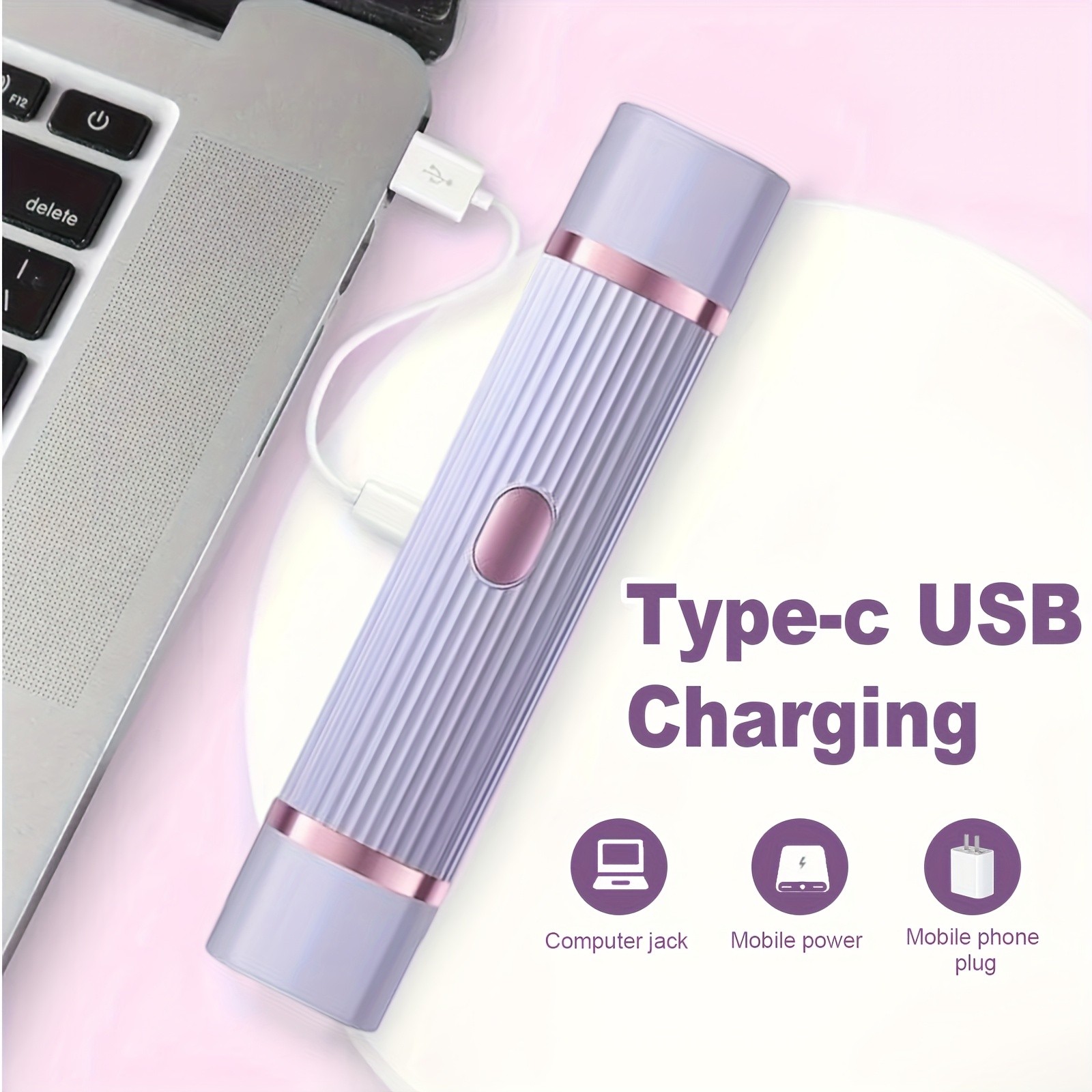 FEIYBA Dual-Head Womens USB Hair Trimmer  Pastel Pink Full-Body Shaver with Long-Lasting Lithium Power