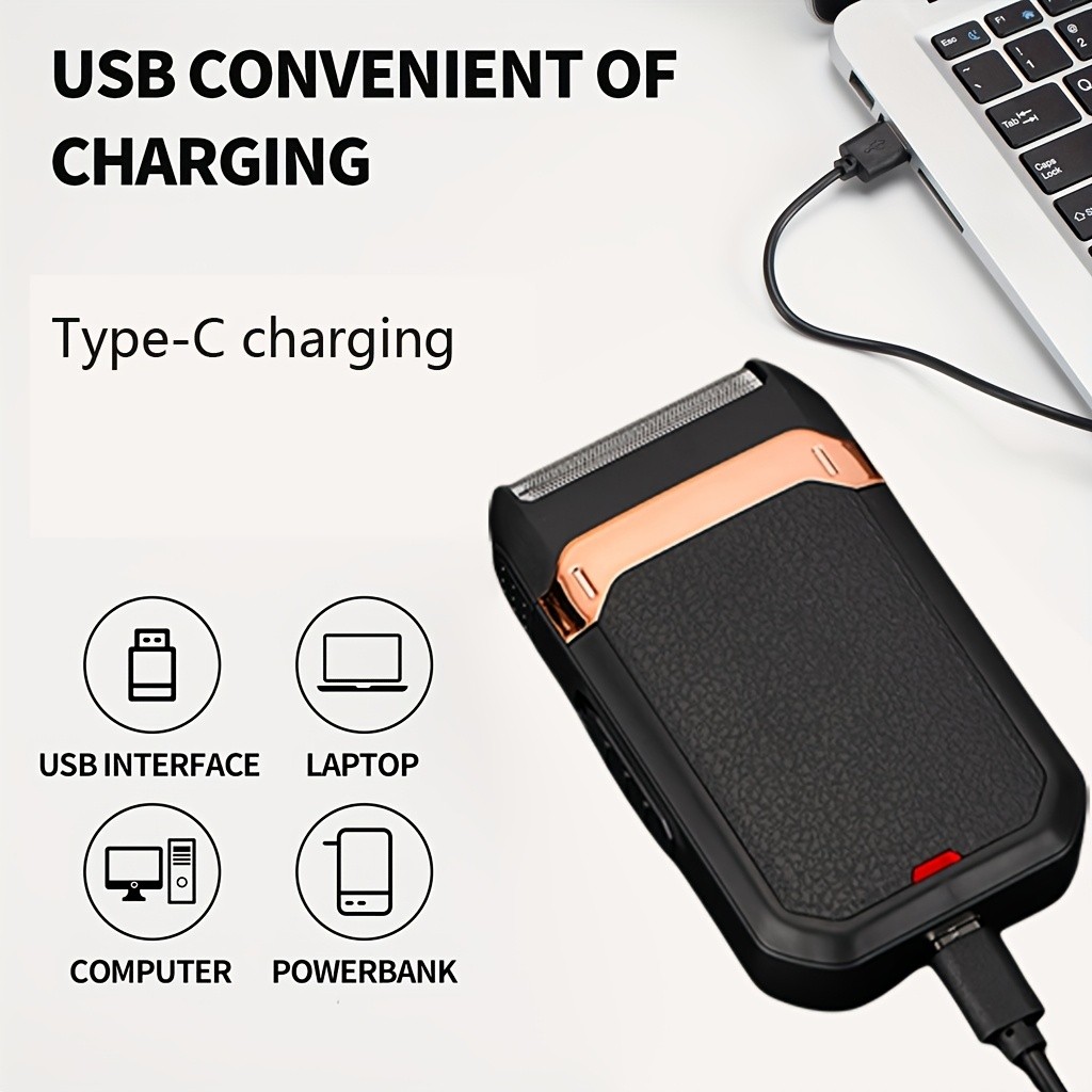 FEIYBA 2-in-1 USB Electric Shaver with Pop-Up Trimmer Long-Life Wet & Dry Razor for Smooth, Portable Grooming