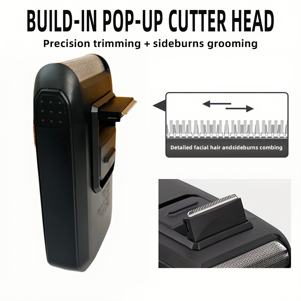 FEIYBA 2-in-1 USB Electric Shaver with Pop-Up Trimmer Long-Life Wet & Dry Razor for Smooth, Portable Grooming