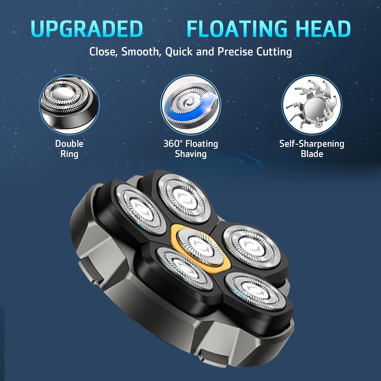 FEIYBA 6-Speed Cordless Electric Shaver with Spare Blade Mesh  Long-Life USB Razor for Smooth, Powerful Mens Grooming