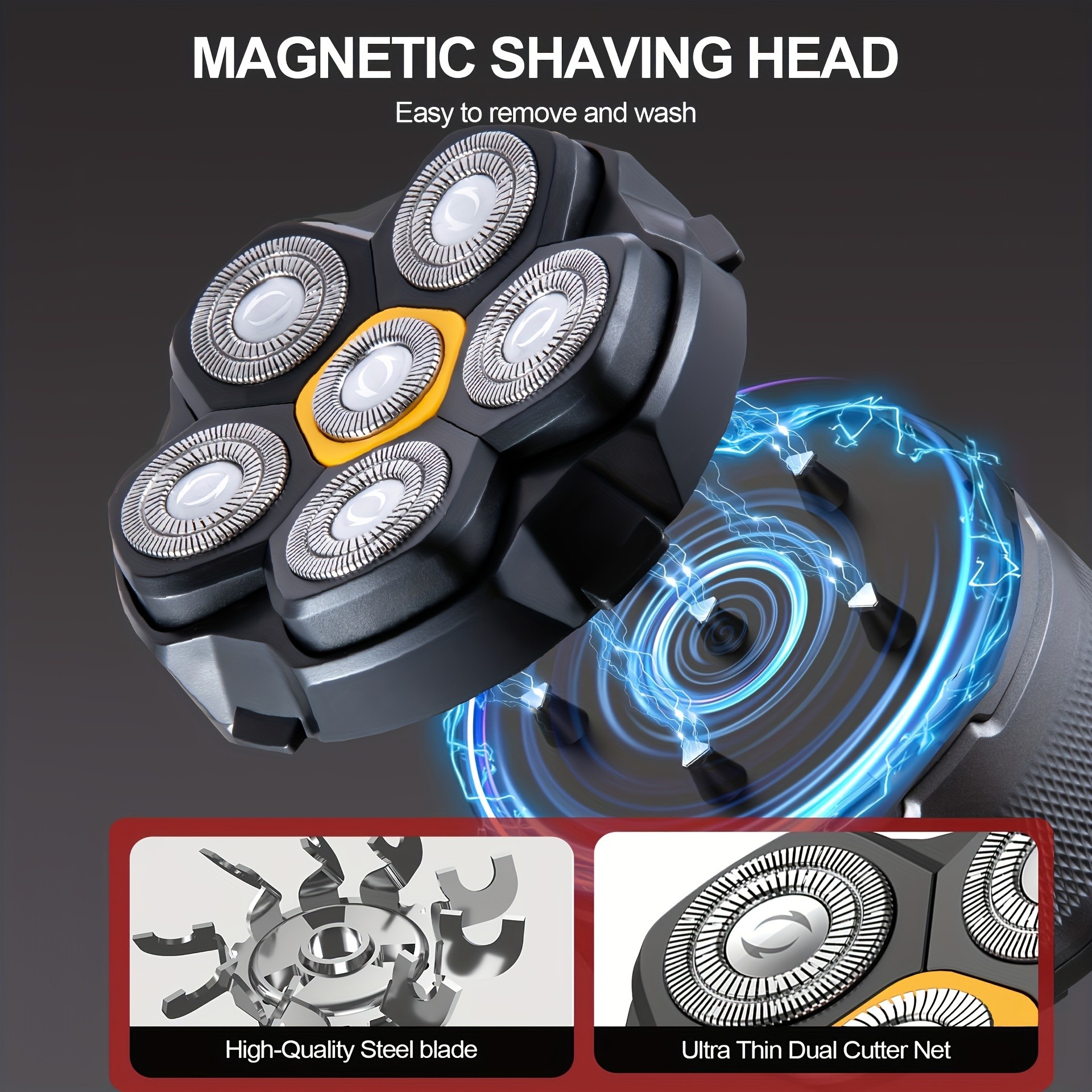 FEIYBA 6-Speed Cordless Electric Shaver with Spare Blade Mesh  Long-Life USB Razor for Smooth, Powerful Mens Grooming