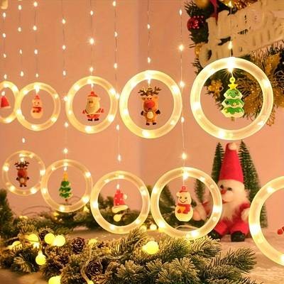 Christmas LED Curtain Lights Set  Festive Santa, Reindeer, Snowman & Tree Designs