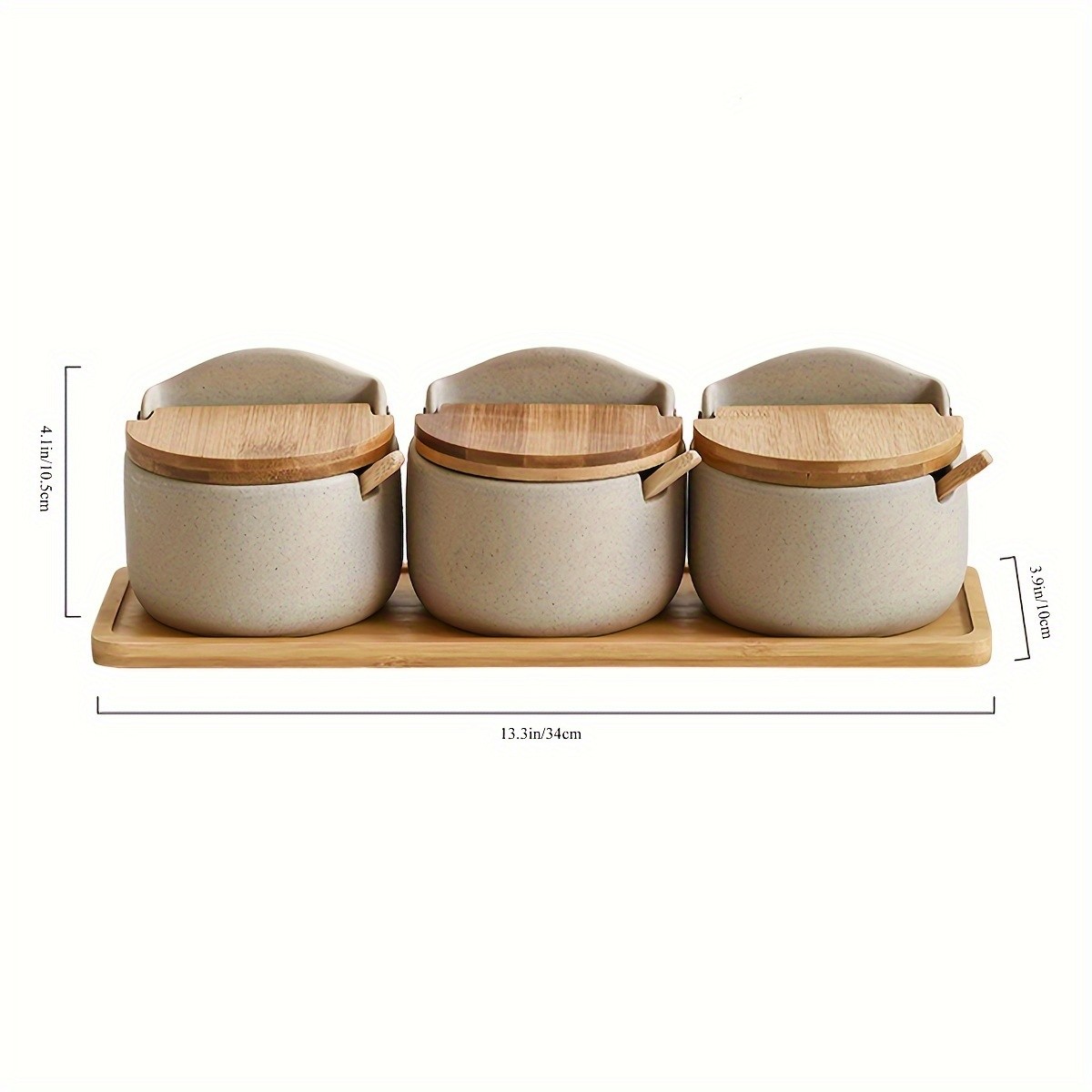 CEEFU Ceramic Seasoning Pot Set with Tray  2/3pcs Spice Containers with Lids & Spoons for Organized NZ Kitchens