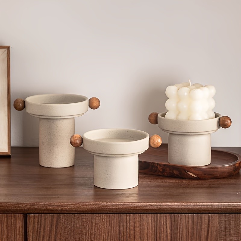 CEEFU Modern 3-Candle Ceramic Holder with Handles Minimalist Drip-Resistant Stand for Holiday & Everyday NZ Home Decor