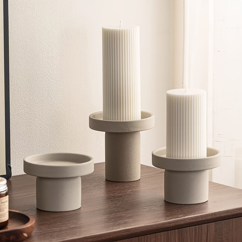 CEEFU Modern 3-Candle Ceramic Holder with Handles Minimalist Drip-Resistant Stand for Holiday & Everyday NZ Home Decor