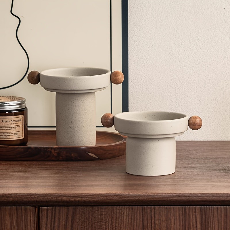 CEEFU Modern 3-Candle Ceramic Holder with Handles Minimalist Drip-Resistant Stand for Holiday & Everyday NZ Home Decor