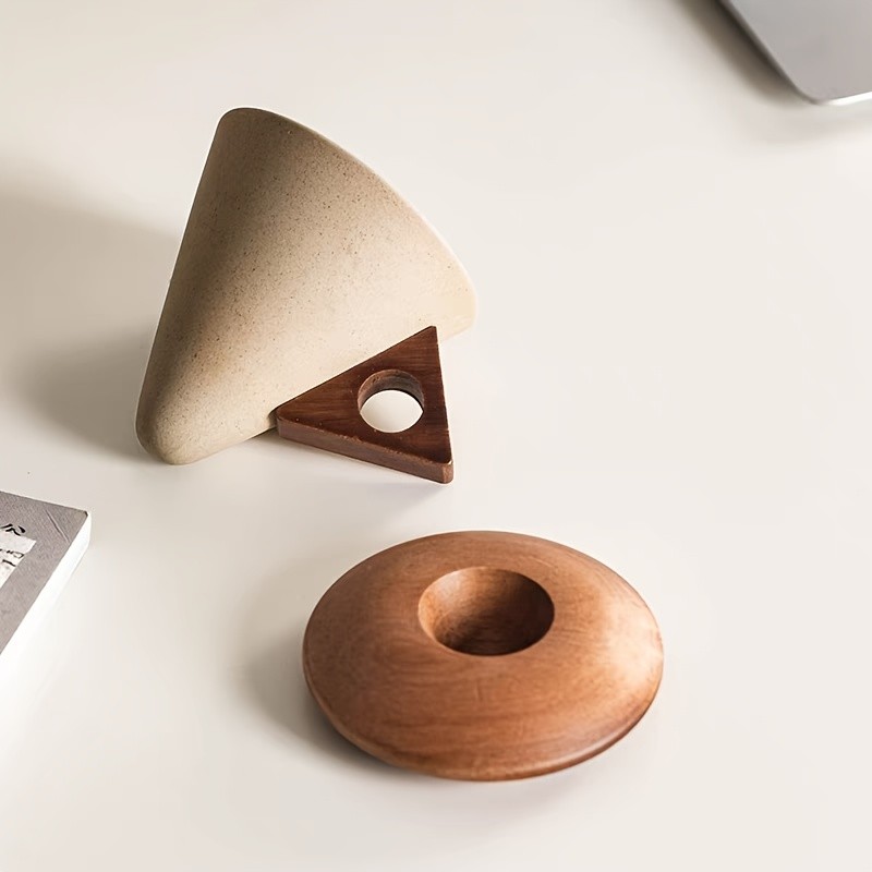 CEEFU Ceramic Coffee & Tea Mug with Wooden Saucer  Elegant Smooth-Finish Cup for Latte, Cappuccino & Holiday Drinks