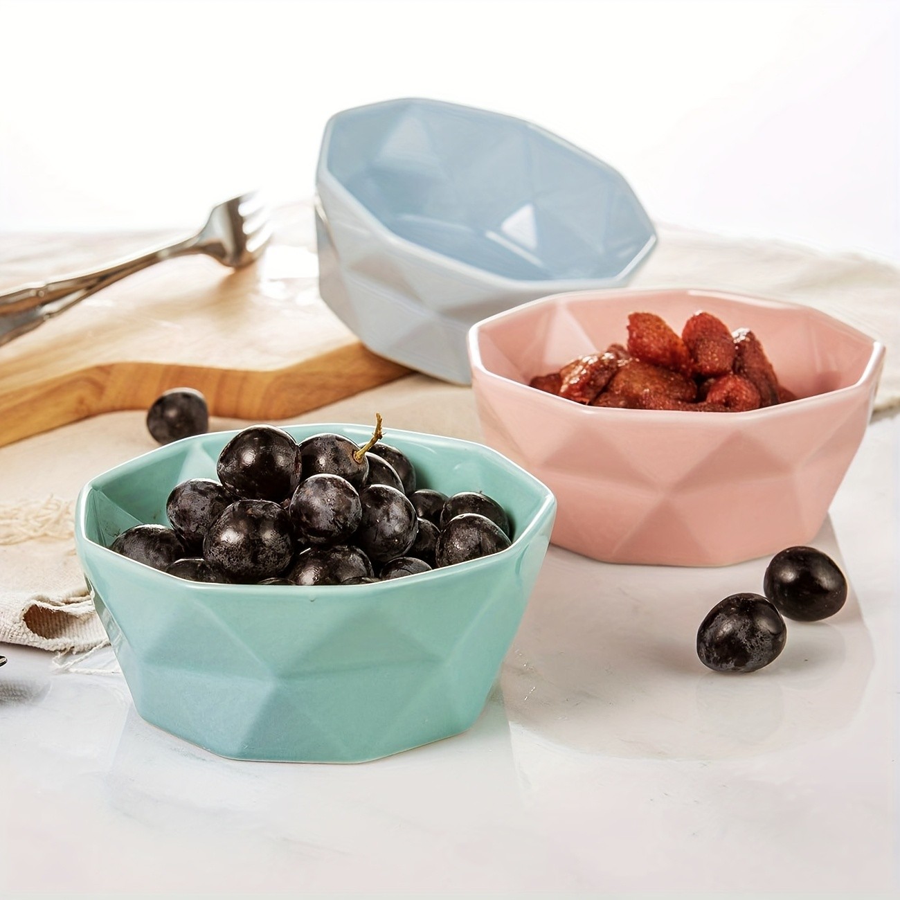 CEEFU 6pcs Colorful Geometric Ceramic Ramekins 8oz Oven-Safe Dessert Bowls for Creme Brulee, Souffl & Party Treats