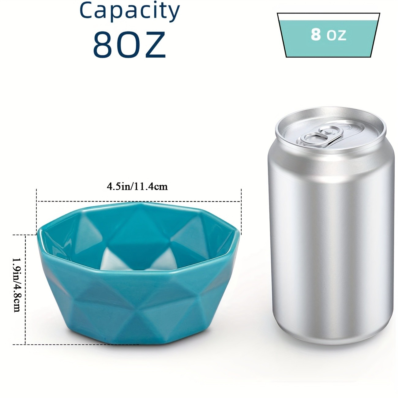 CEEFU 6pcs Colorful Geometric Ceramic Ramekins 8oz Oven-Safe Dessert Bowls for Creme Brulee, Souffl & Party Treats