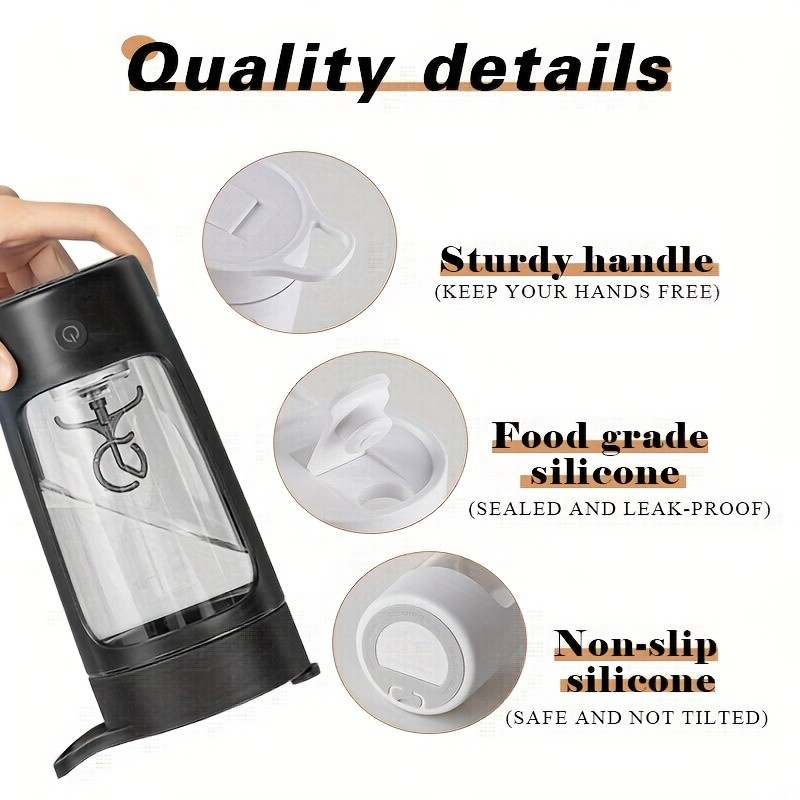 eQUra 650ml Automatic Blender Cup  USB Rechargeable One-Button Mixer for Protein & Coffee Powders with Gift-Ready Design