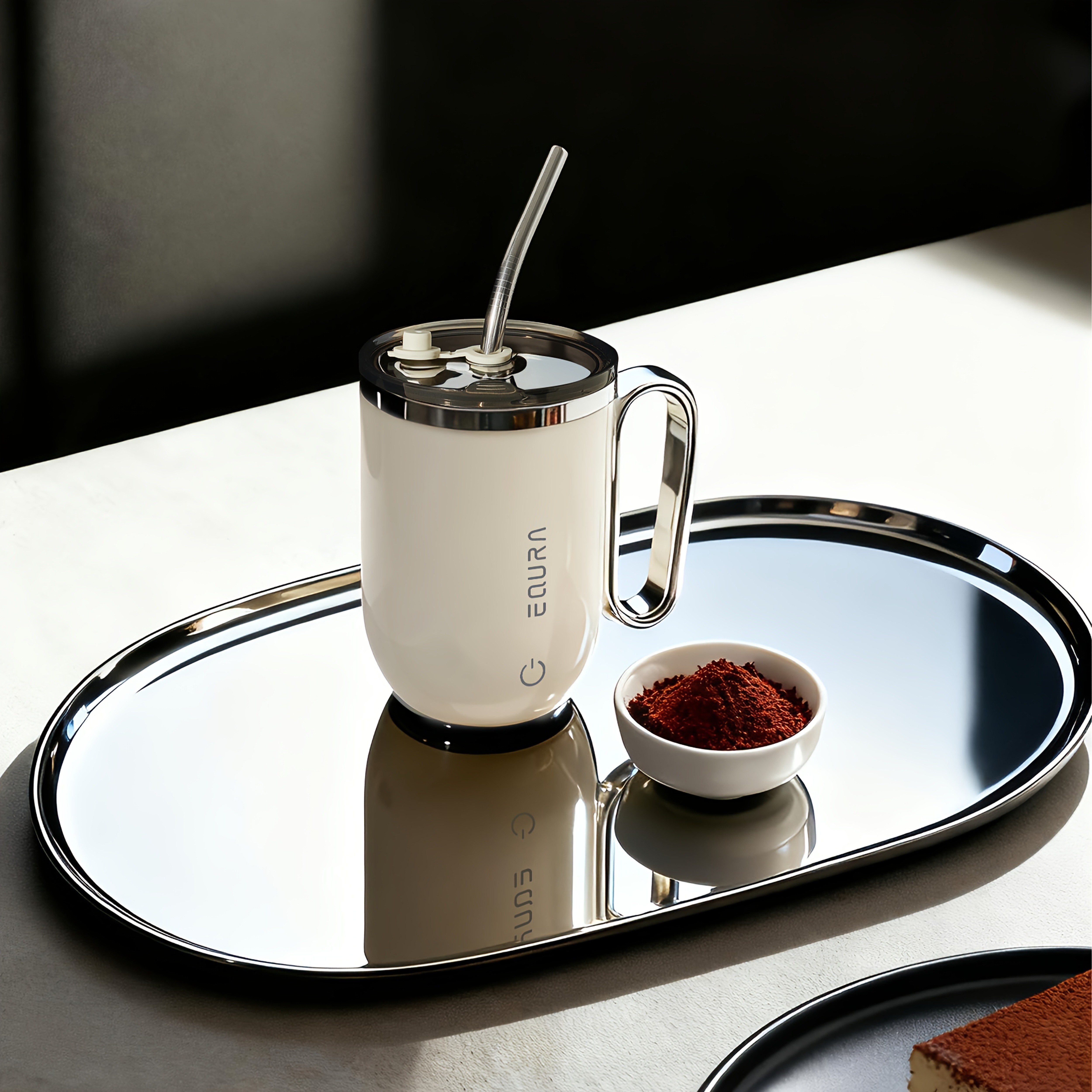 eQUra Smart Stainless Steel Automatic Mixing Cup  Portable Self-Stirring Mug for Coffee, Milk & Chocolate (Holiday Gift Ready)