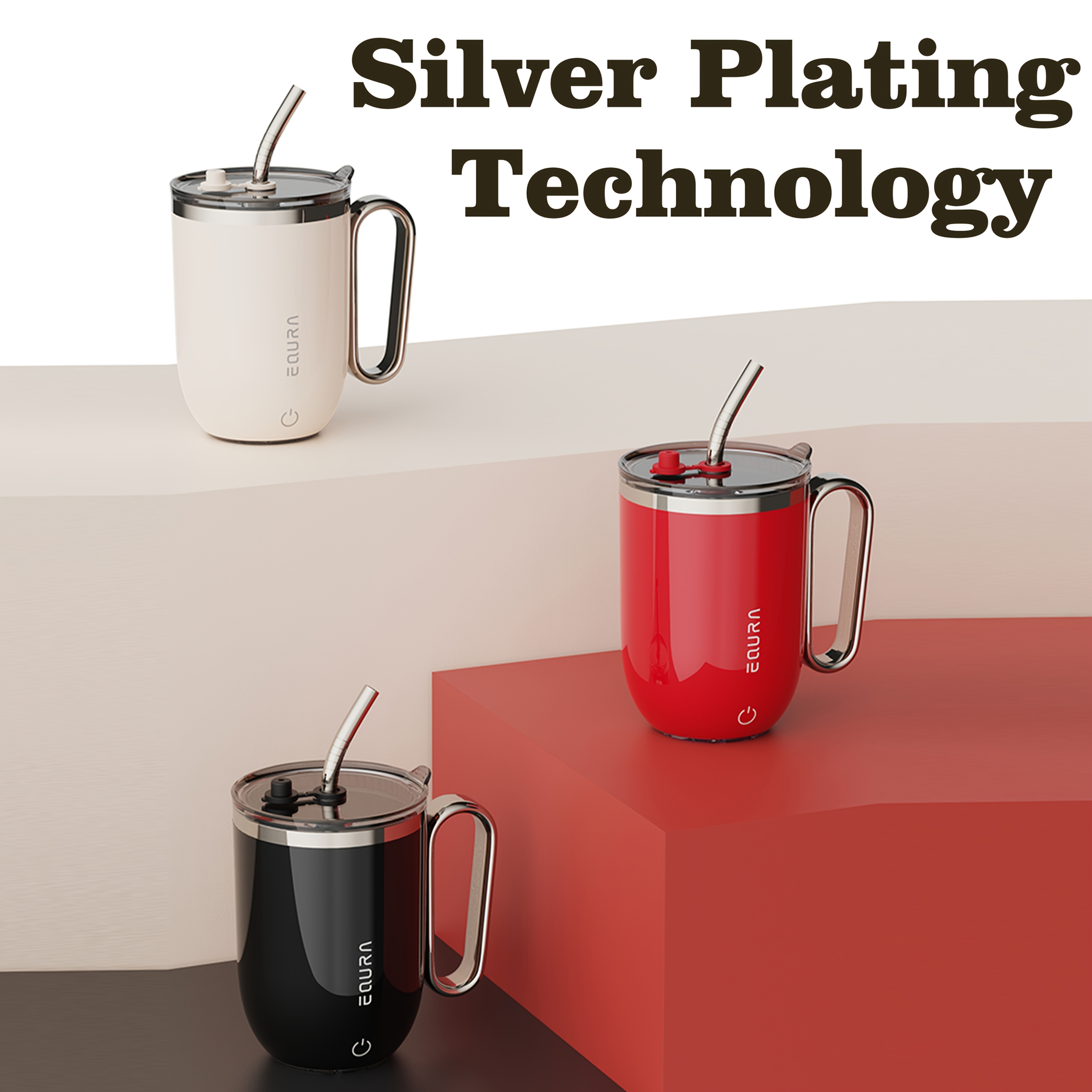 eQUra Retro Magnetic Self-Stirring Cup  USB Rechargeable 316 Stainless Steel Travel Mug for Coffee, Milk, Chocolate & Holiday Gifting