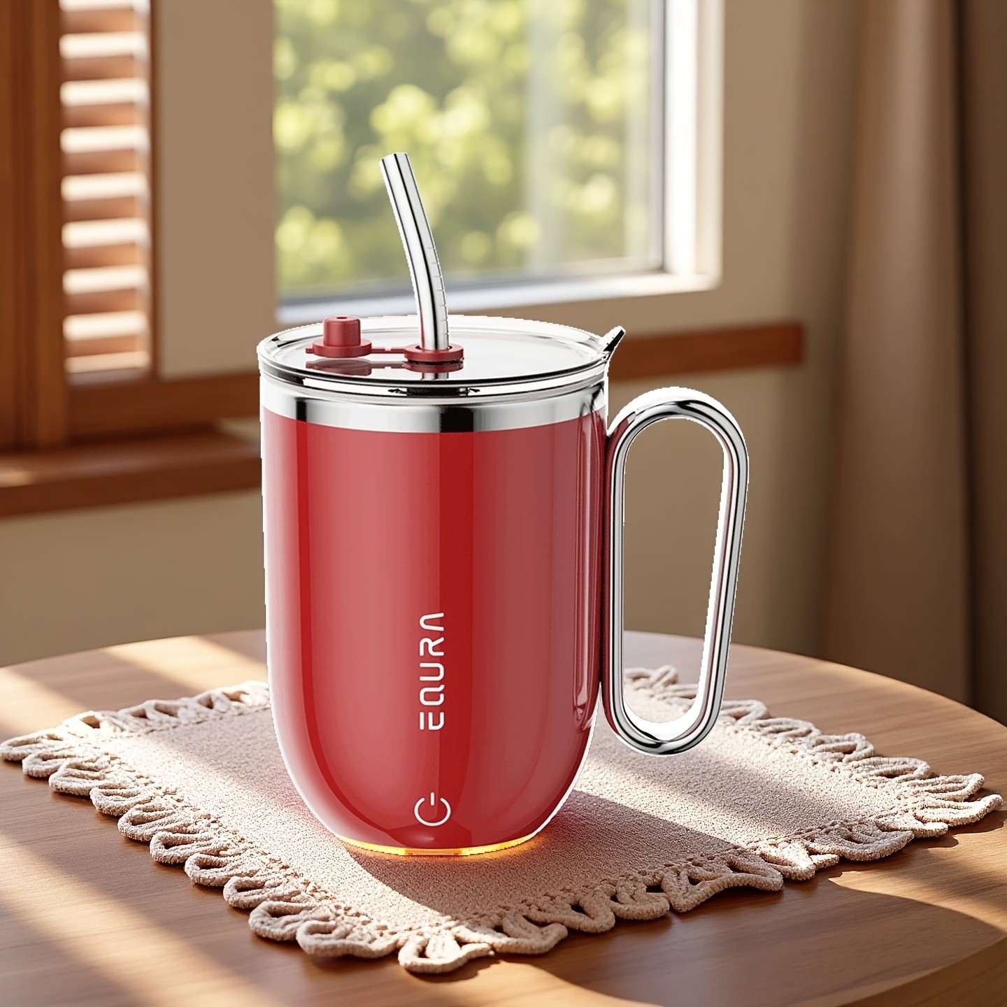 eQUra Retro Magnetic Self-Stirring Cup  USB Rechargeable 316 Stainless Steel Travel Mug for Coffee, Milk, Chocolate & Holiday Gifting