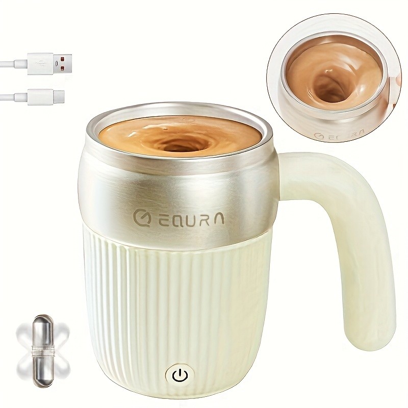 eQUra 450ml Automatic Magnetic Stirring Cup  316 Stainless Steel Self-Mixing Coffee & Milkshake Mug (2025 Gift Edition)