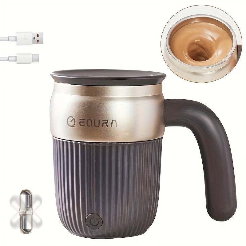 eQUra 450ml Automatic Magnetic Stirring Cup  316 Stainless Steel Self-Mixing Coffee & Milkshake Mug (2025 Gift Edition)