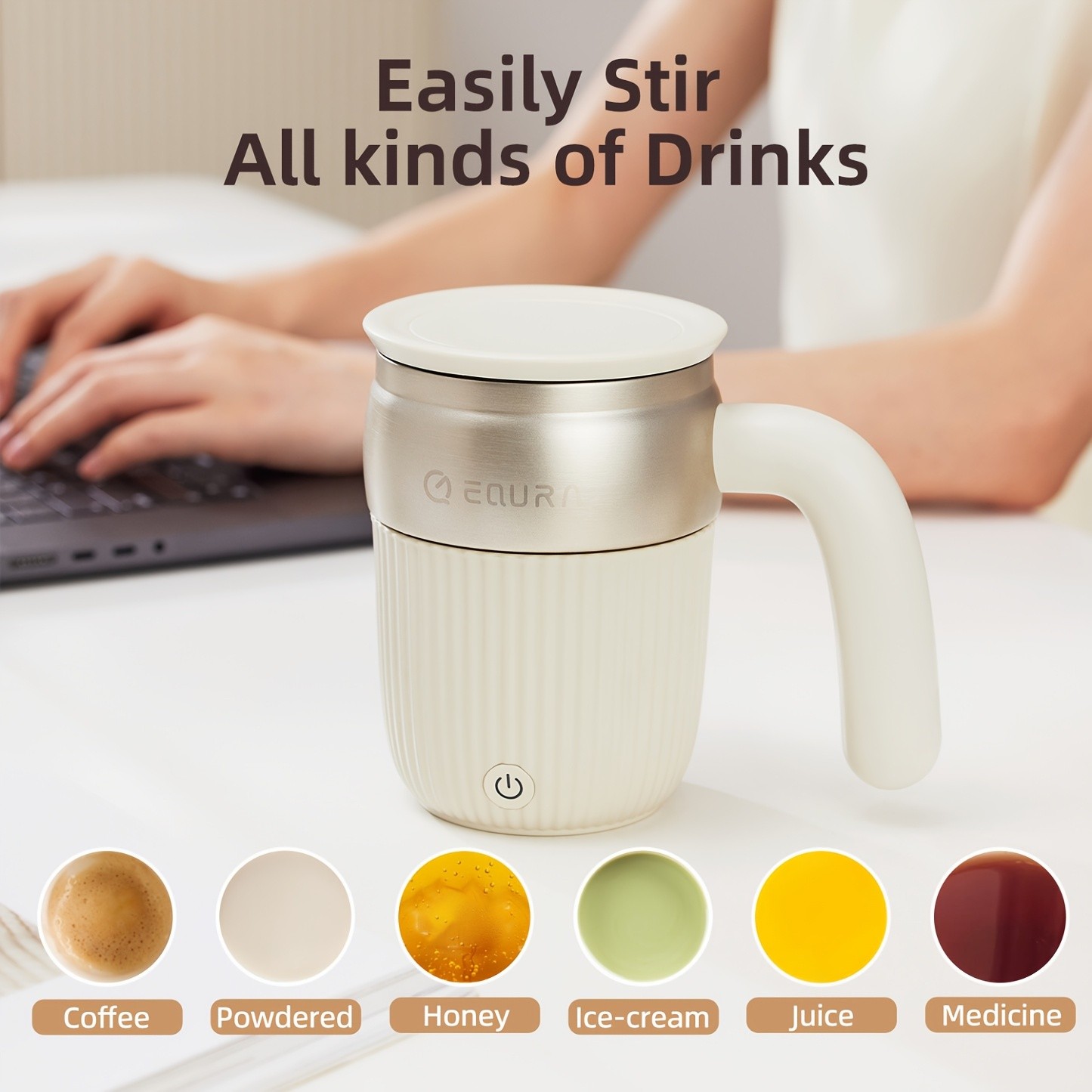 eQUra 450ml Automatic Magnetic Stirring Cup  316 Stainless Steel Self-Mixing Coffee & Milkshake Mug (2025 Gift Edition)