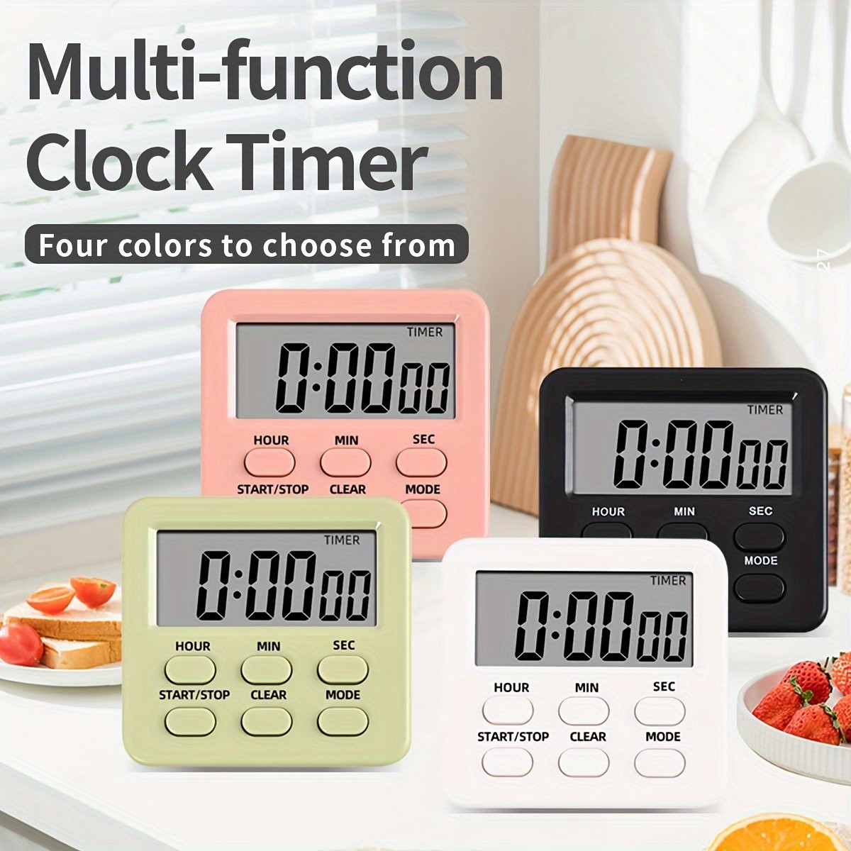 KT THERMO Digital LCD Alarm Clock & Multi-Mode Timer  24-Hour Display with Memory, Count-Up/Down & Stand/Hanging Hook