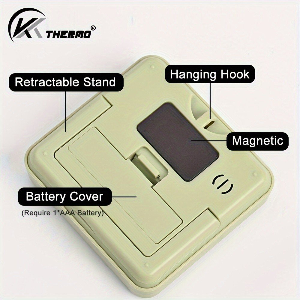KT THERMO Digital LCD Alarm Clock & Multi-Mode Timer  24-Hour Display with Memory, Count-Up/Down & Stand/Hanging Hook